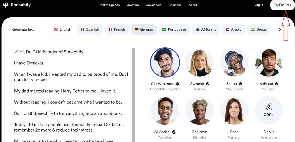 Speechify sign up